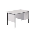 [EF1275REC2DPWHBK] Eco 18 4 Leg Rectangular Desk (White, 1200mm, 2 Drawer)