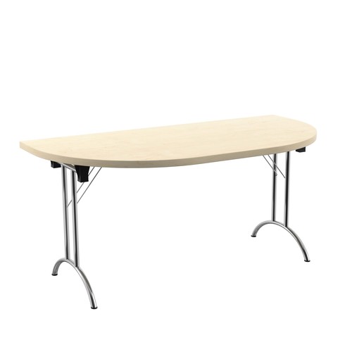 [OUFT1680DENDSVMA] Union Folding Table D-End Top (Maple, Silver)