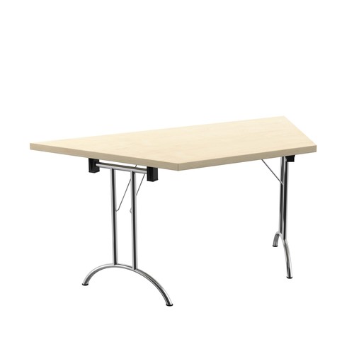 [OUFT1680TRAPSVMA] Union Folding Table Trapezoidal Top (Maple, Silver)