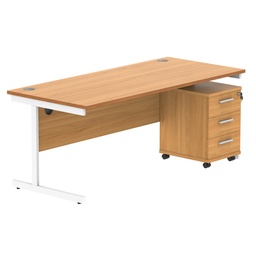 [COREBUNSU1880BCHWH3] Single Upright Rectangular Desk + 3 Drawer Mobile Under Desk Pedestal (FSC) | 1800 X 800 | Norwegian Beech/White
